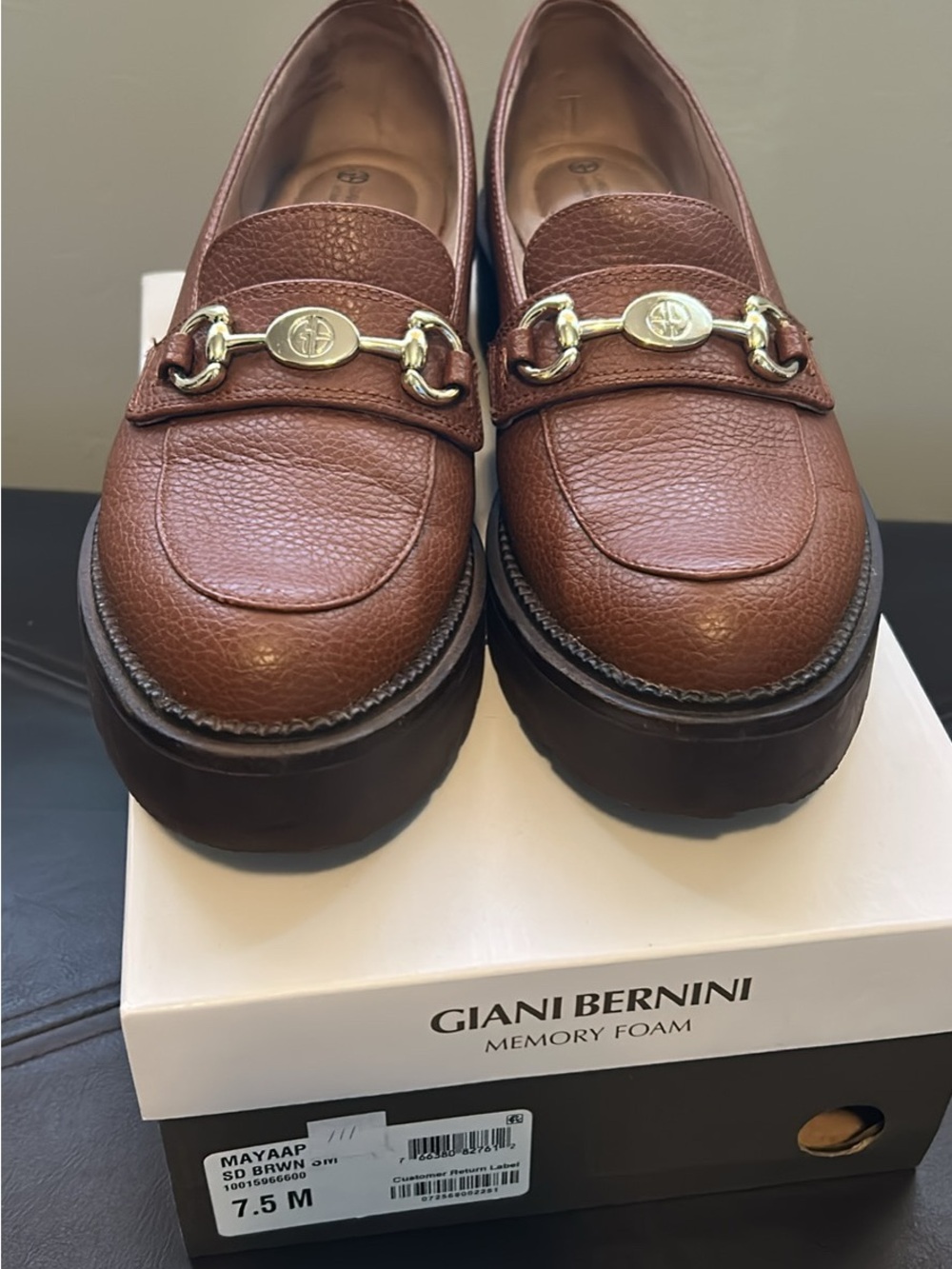 Giani Bernini Chestnut Brown Leather Bit Loafers
